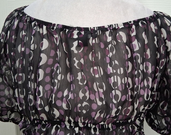BCX Black & Purple Empire Waist Top. Size M - Picture 4 of 13